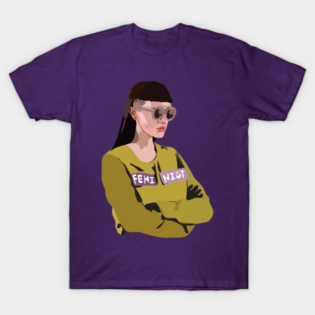 Feminist (Purple) T-Shirt by annamckay